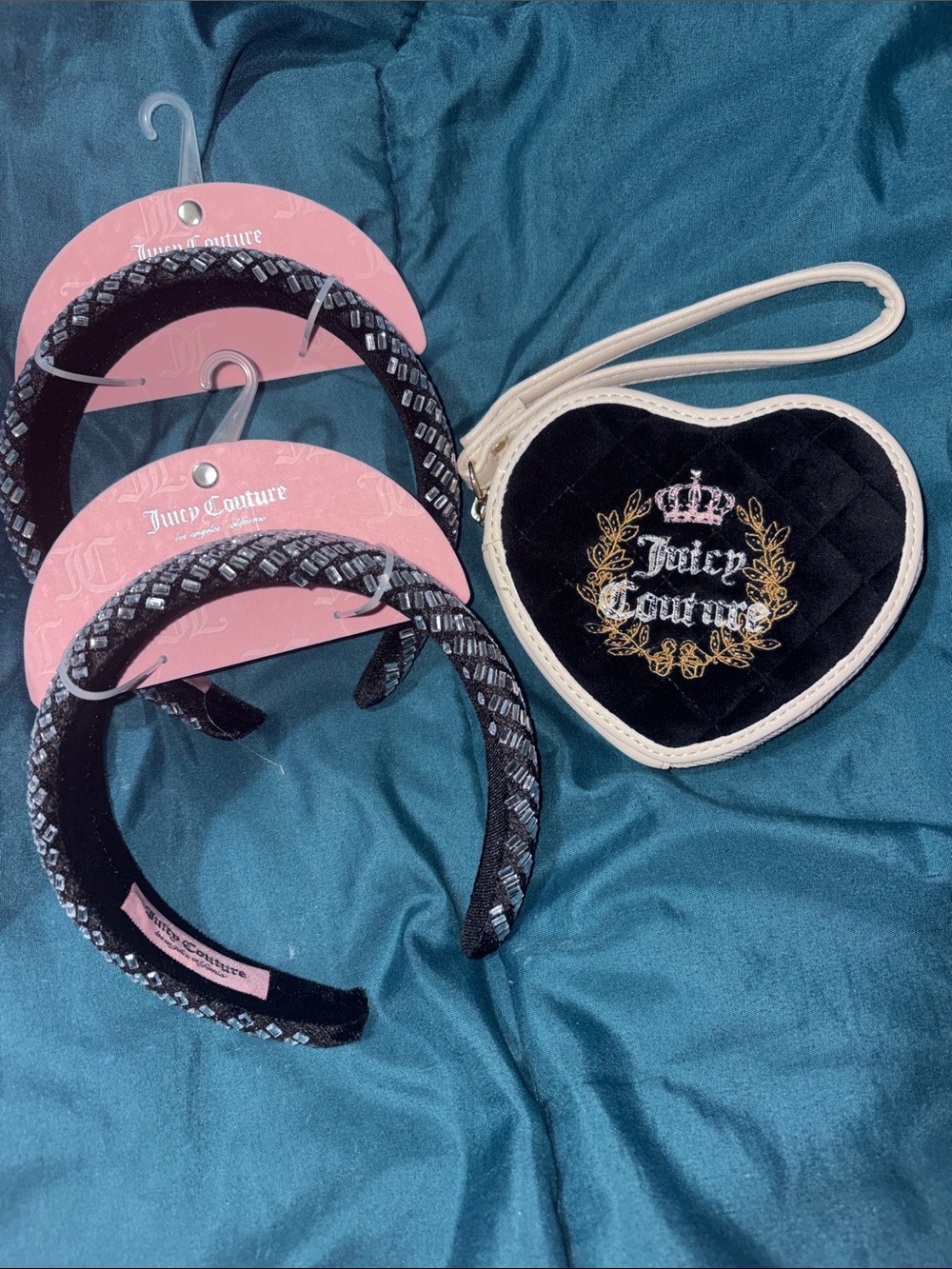 *FREE - Juicy Couture Quilted Heart Wristlet  - Buy 2 - Black Sequin Headbands